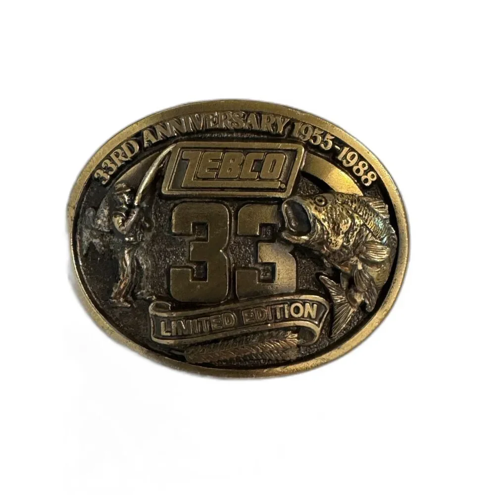 Vintage 1988 Zebco 33rd anniversary Limited Edition belt buckle RARE